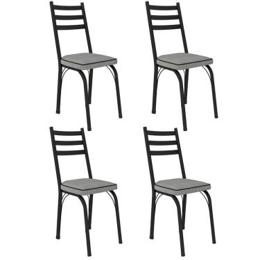 Imagem de Kit 4 Cadeiras Para Cozinha Tubular D-13 Nara De Aço Preto/platina