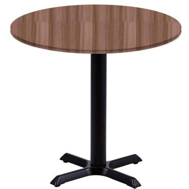 Imagem de Mesa ô Ferro Preto 74 Cm (alt) Base Em X Tampo Mdp Redondo 70 Cm (larg) X 2,50 Cm (alt) Walnut