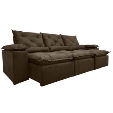 Imagem de Sofá Retrátil Reclinável 2,70m Chique em Veludo Espaçoso