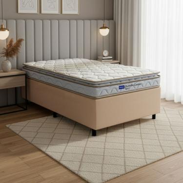 Imagem de Colchão Solteiro Probel Espuma D33 Pillow Top 88x188x18cm Guarda Costas Lyon Branco/Bege