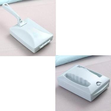 Imagem de 1 escova de limpeza doméstica com coletor de pó de rolo duplo, escova de carpete de cabo longo (azul)