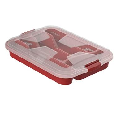 Imagem de Porta Talheres De Gaveta Organizador Com Tampa e Travas Multiuso 5 Divisórias (Vermelho)