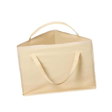 Imagem de predolo Organizador de cabides rígido com tampa e alças, leve e prático para guardar brinquedos, objetos diversos outros itens domésticos, Triângulo Bege