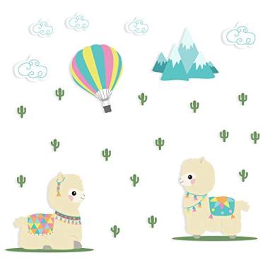 Imagem de Adesivo de Parede Lhama para Quarto de Menina 150x140cm