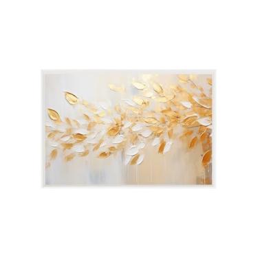 Imagem de Quadro Decorativo com Vidro Sala Hall Quarto 84x124cm Dourado Pétalas
