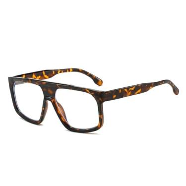 Imagem de Óculos de sol retrô masculino, fashion, transparente, espelhado, UV400, feminino (leopard, transparente)