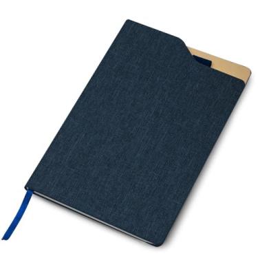 Imagem de Caderno com Capa Dura Azul com Suporte de Caneta – 80 Folhas Pautadas – Compacto, Durável e Perfeito para Estudos e Escritório