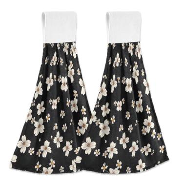 Imagem de Wassud Toalhas de mão penduradas de cozinha, pacote com 2, toalhas de banheiro supermacias com fitas adesivas mágicas, toalha de secagem rápida altamente absorvente para banho, banheiro