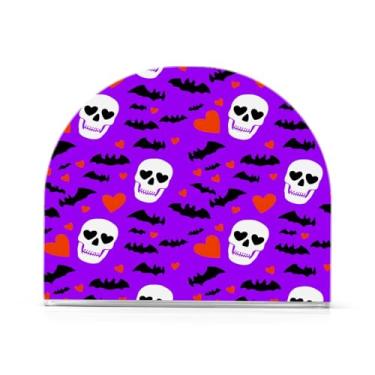 Imagem de Wassud Caveiras corações morcegos porta-guardanapos de acrílico, dispensador de guardanapo de papel moderno em forma de U para mesa, cozinha, sala de jantar, bancada 1 peça (comporta 50-60 guardanapos