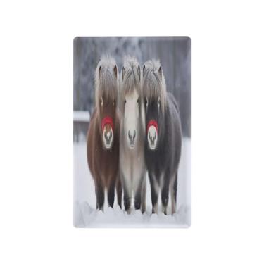 Imagem de Wassud Três cavalos em chapéus de Papai Noel, placa de cobertura de interruptor de luz, capas de tomadas duplex, placa de parede, decoração de casa, sala de estar, quarto, decoração