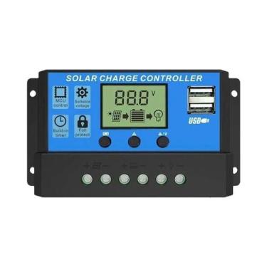 Imagem de Controlador De Carga Solar LCD De 10A a 100A Com Dual USB Regulador Au