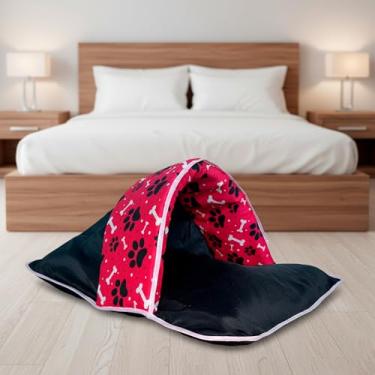Imagem de Cama Pet Téo Iglu Médio 70cm x 45cm Toca e Saco de Dormir 2 em 1 Impermeável (Pink)