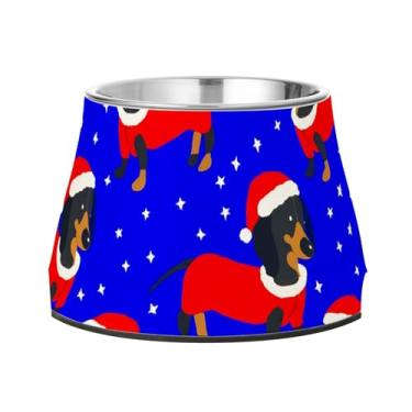 Imagem de Burbuja Tigela de ração para cães de Natal de aço inoxidável para comida e água, antiderrapante para cães médios e gatos, 590 ml