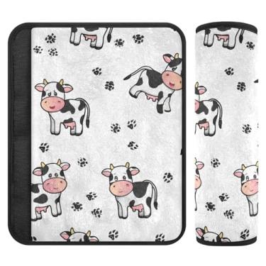Imagem de Burbuja Capa para cinto de segurança de carro Cartoon Cows Protetor de cinto de segurança de carro macio confortável para alça de ombro de assento, 1 par médio