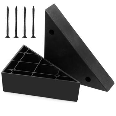 Imagem de Hordion 8 peças de substituição de pernas de sofá triangulares, pernas de móveis de plástico, pés de sofá pretos com parafusos para cadeira, armário de mesa de café, 14 x 14 cm x 3 cm