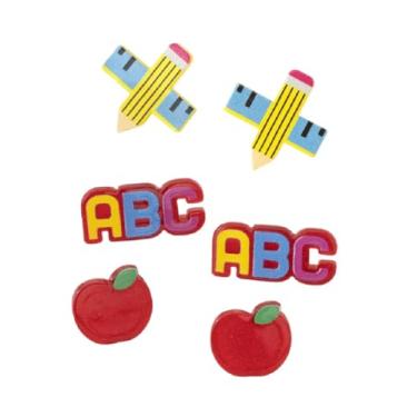 Imagem de Brincos de professor com tema escolar brilhante ABC paleta de tinta lápis lápis conjunto de brincos de pino de giz de cera de formatura presentes de volta às aulas joias de agradecimento do dia dos