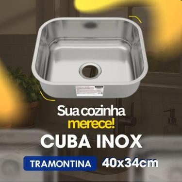 Imagem de Cuba Retangular de Inox Tramontina 40x34x14,5 cm Pia Cozinha Embutir A