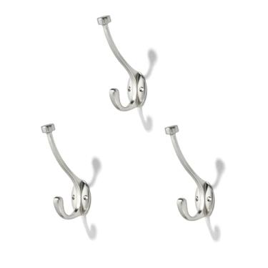Imagem de CABDM O pacote com 3 ganchos para casacos resistentes é adequado para sobretudos, chapéus, chaves/bolsas/roupões de banho, e os ganchos de níquel acetinado são adequados para uso doméstico e comercial