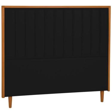 Imagem de Cabeceira Estofada Queen Imperial Couro Preto 160 Cm