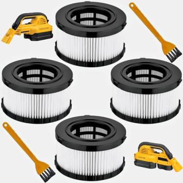Imagem de Filtro HEPA de substituição DC515H com kit de escova compatível com aspirador de pó Dewalt DC515 DCV517, filtro lavável para aspirador de pó portátil Dewalt, pacote com 4