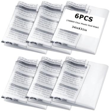 Imagem de Sacos plásticos coletores de poeira 70009v, compatíveis com Grizzly, Harbor Freight, Shop Fox, Delta, Wen Dust Collector Systems, substituição transparente de 49,5 cm x 83,8 cm (embalagem com 6)