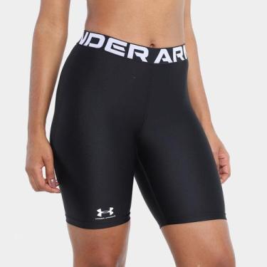 Imagem de Short Under Armour HG Authentics 8" Feminino, Preto, Branco, M