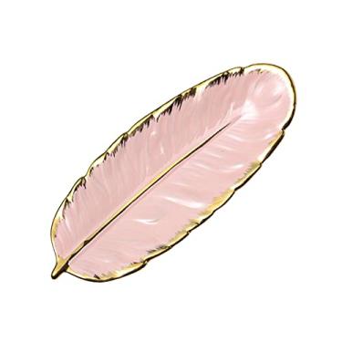 Imagem de Bandeja de Penacho Cerâmico Prato Folha Decoração Mesa Decorativa para Jóias Anéis e Pequenos Objetos Suporte Servir Fru