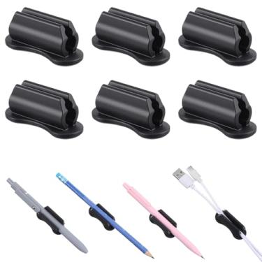 Imagem de FNANJWQ Suporte de caneta adesivo para parede para organizador de mesa, porta-canetas de silicone, reutilizáveis, para prancheta, itens essenciais de escritório, materiais para professores (pacote com