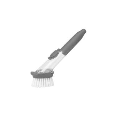 Imagem de Escova de Limpeza com Dispenser, Plástico, Cabo Emborrachado 20cm, Escova 8cm, Versátil para Limpeza Leve e Pesada