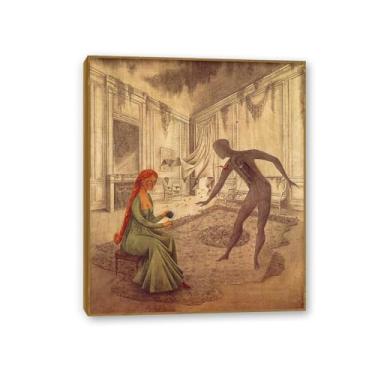 Imagem de SDYJ6GSW Remedios Varo Pintura em Tela Folhas Mortas Poster Remedios Varo Decoração de Casa Surrealismo Arte de Parede Imagem para Sala de Estar Quarto Banheiro Decoração de Parede 140x70cm Moldura