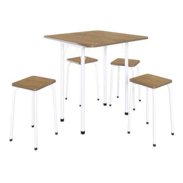 Imagem de Conjunto Mesa Dobrável 4 Banquetas Asti 100 Bonavita, Madeirado