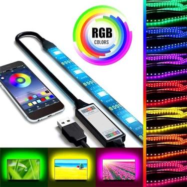 Imagem de Fafeicy Faixa de Luz de Fundo de TV Com Mudança de Cor, Faixa de Luz LED RGB para Controle de Aplicação Inteligente, Iluminação à Prova d'água 5050 SMD para Decoração Interna e Externa (#15)