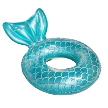 Imagem de Boia Inflável Estrela-do-Mar PVC Reforçado 70cm 90cm 120cm para Crianças e Adultos | Boia de Natação Piscina Praia(Azul Sereia-70cm)