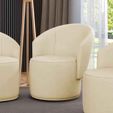 Imagem de Poltrona Decorativa Orgânica Fixa Para Sala Malu Bouclê M11 - D'rossi Pistache