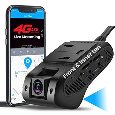 Imagem de Vídeo ao vivo e monitor remoto 24H, 4G e WiFi Dual Dash Cam frontal e interior Dash Cam para carros 1080P DVR Car Camera Driving Recorder| GPS Track| G-Sensor | Loop Records | Análise de comportamento (TSP APP)