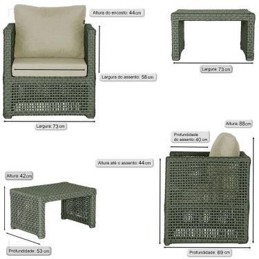 Imagem de Mesa E 4 Poltronas Madri Corda Náutica Estofado 7 Trama Verde