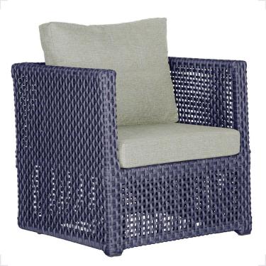 Imagem de 1 Poltrona Madri Alumínio Corda Náutica Estofado 3 Trama Azul