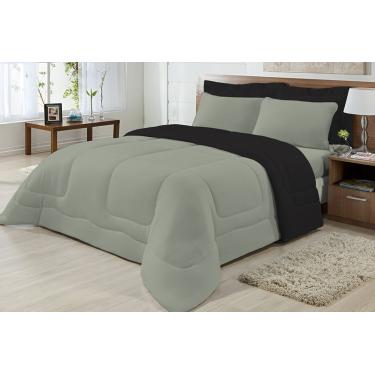 Imagem de Edredom Dupla Face 100% Algodão Malha Solteiro Gran Moratta 01 Peça - Cinza/Preto