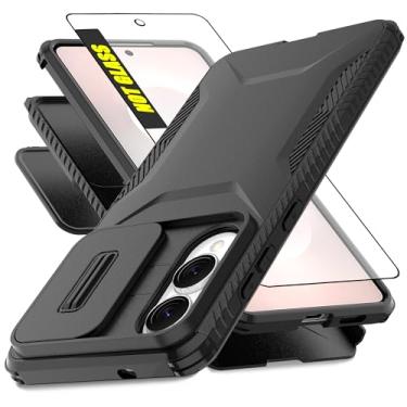 Imagem de AWZHYDT Capa projetada para Samsung Galaxy S25 Edge | Capa de câmera deslizante integrada e protetor de tela [2 em 1] Capas protetoras resistentes à prova de choque para Galaxy S25 Edge (preto)