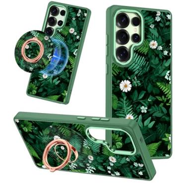 Imagem de Meshine Capa para Galaxy S25 Ultra, compatível com MagSafe, suporte magnético de rotação de 360°, fosco com flores fofas para mulheres e meninas, capa moderna engraçada para Samsung Galaxy S25 Ultra