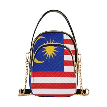 Imagem de ODAWA Bolsa lateral feminina com bandeira do Iêmen Bolsa transversal feminina pequena e leve para mulheres, Bandeira da Malásia, One Size