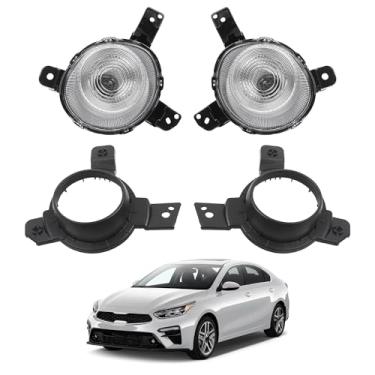 Imagem de Dasbecan Par de faróis de neblina compatíveis com Kia Forte 2019 2020 2021 para-choque dianteiro esquerdo e direito conjunto de lâmpada de circulação diurna substitui # 92207-M7050 92208-M7050