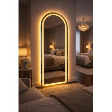 Imagem de Espelho Base Reta Led Bivolt Janela Decorativos Polido Luxo Closet Sem