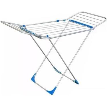Imagem de Varal P/Roupas De Chão Alumínio Reforçado Com Abas Dobrável Retrátil Resistente