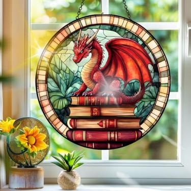 Imagem de Apanhador de sol de acrílico colorido, apanhadores de sol, dragão livro, decoração de janela, arte de parede de criador de arco-íris, para quarto, varanda, interior, exterior, jardim, enfeites de