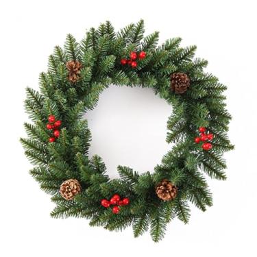 Imagem de Guirlanda de Natal artificial, guirlanda de inverno, guirlandas verdes artificiais, decoração de Natal com pinhas, frutas vermelhas, decoração de casa de janela interna externa, B, 30 cm