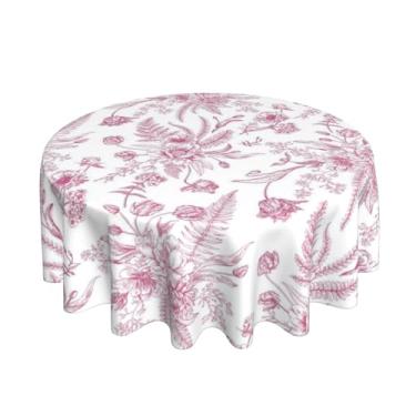 Imagem de BYONEESS Toalha de mesa floral rosa sálvia redonda 152 cm vintage flores chinoiserie toalha de mesa rústica capa de mesa para casa, cozinha, jantar, piquenique, festa, decoração interna e externa
