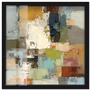 Imagem de Stone and Soil II Shadowbox Print Taupe Boho Wall Art por Art Remedy, moldura preta, 63 x 63 cm