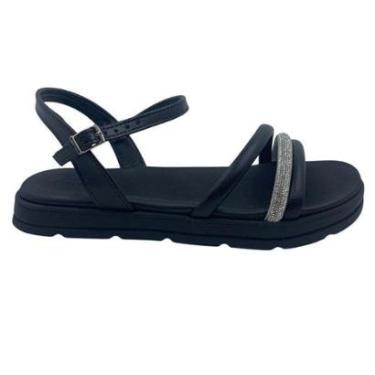 Imagem de Sandália Papete Moleca com Brilho Preta 5490120 - Preto 40-Feminino