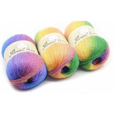 Imagem de Conjunto de fios gradientes de 3 novelos - fio de tricô multicolorido macio quente de 400 m para cachecóis, xales, chapéus e artesanato DIY (tipo nº 13)